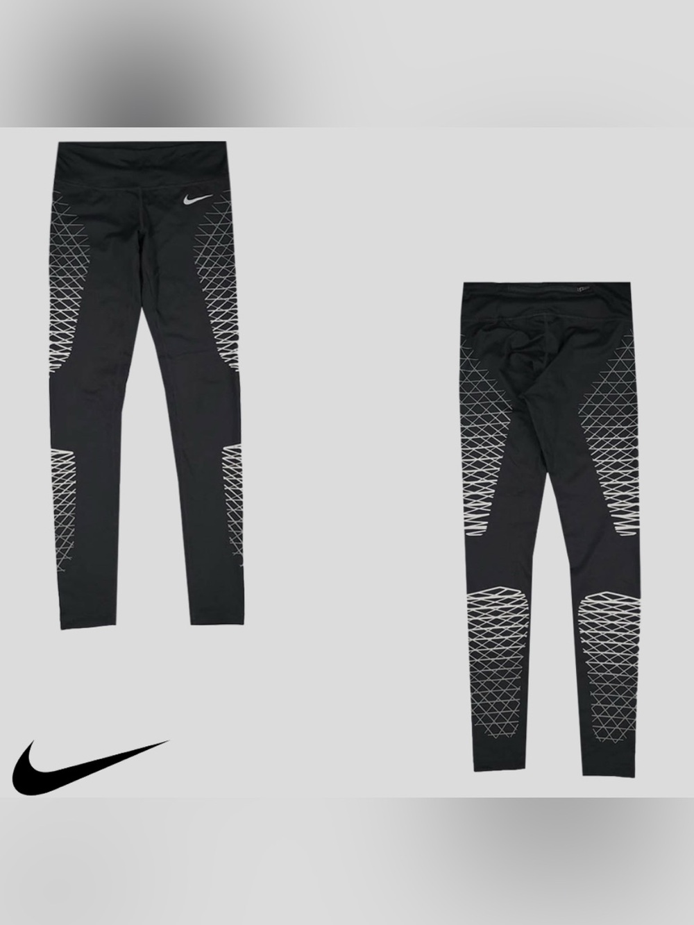 Nike Black Leggings with White Geometric Print